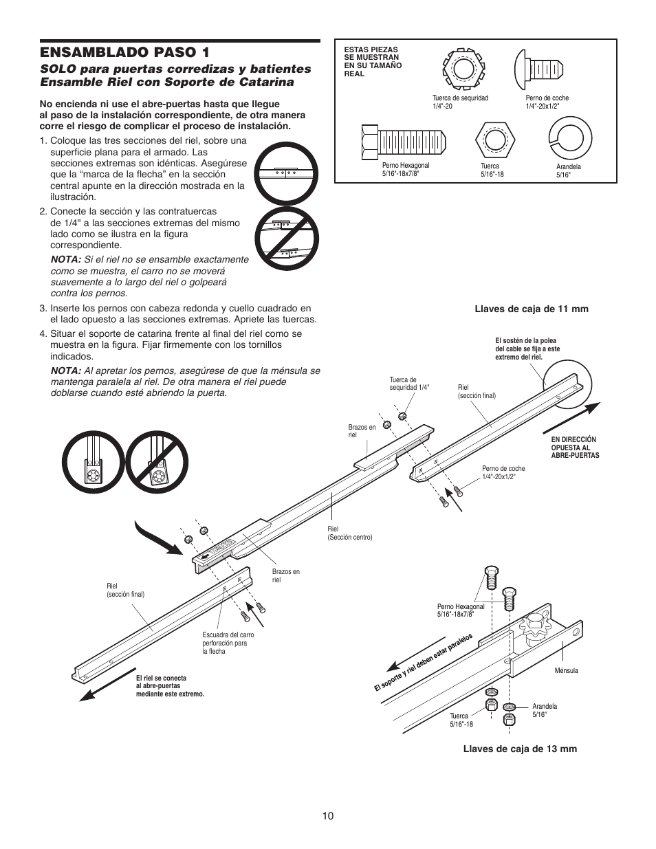 Ensamblado paso 1 | Chamberlain 1215EM FS2 User Manual | Page 50 / 80