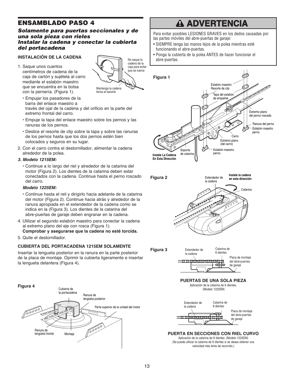 Ensamblado paso 4 | Chamberlain 1215EM FS2 User Manual | Page 53 / 80