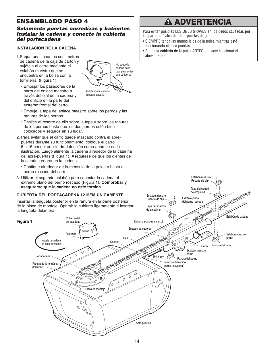 Ensamblado paso 4 | Chamberlain 1215EM FS2 User Manual | Page 54 / 80