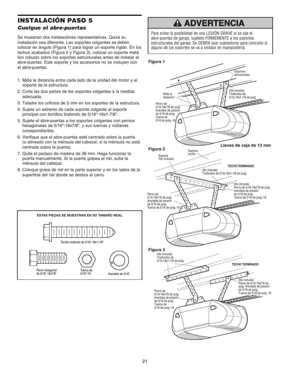 Instalación paso 5 | Chamberlain 1215EM FS2 User Manual | Page 61 / 80