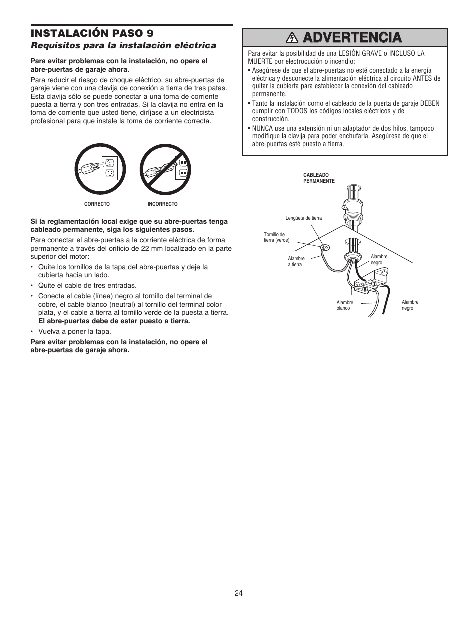 Instalación paso 9 | Chamberlain 1215EM FS2 User Manual | Page 64 / 80