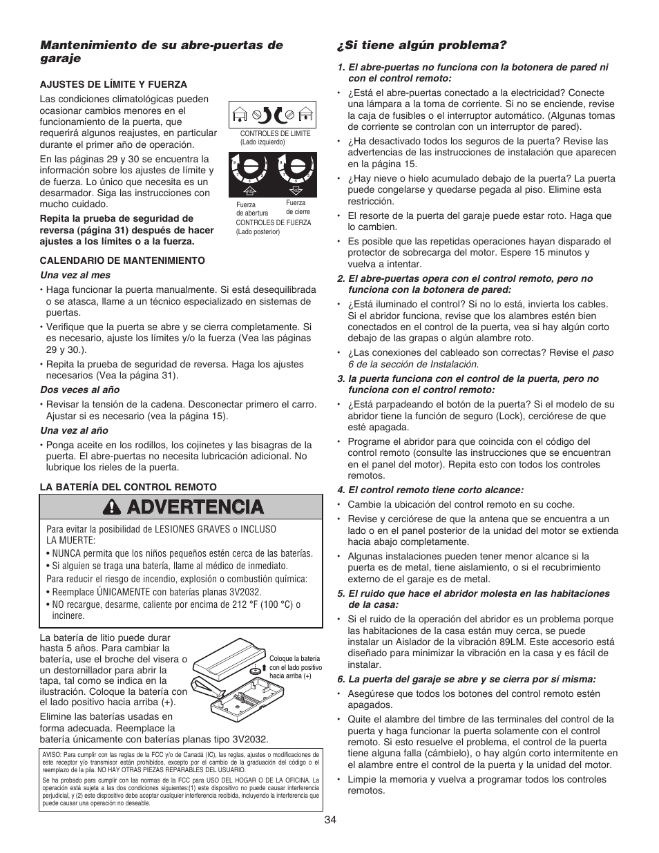 Mantenimiento de su abre-puertas de garaje, Si tiene algún problema | Chamberlain 1215EM FS2 User Manual | Page 74 / 80