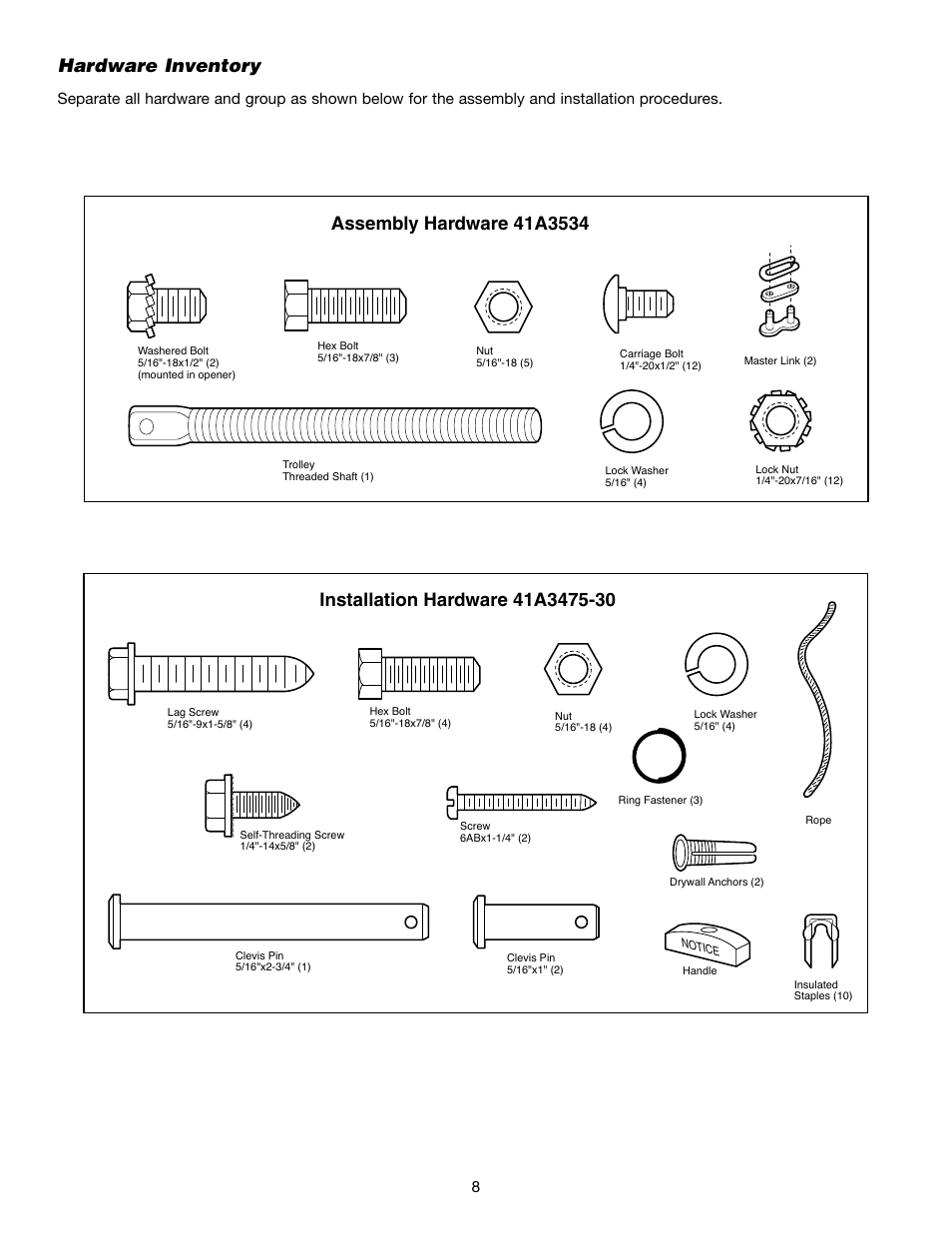 Hardware inventory | Chamberlain 1215EM FS2 User Manual | Page 8 / 80