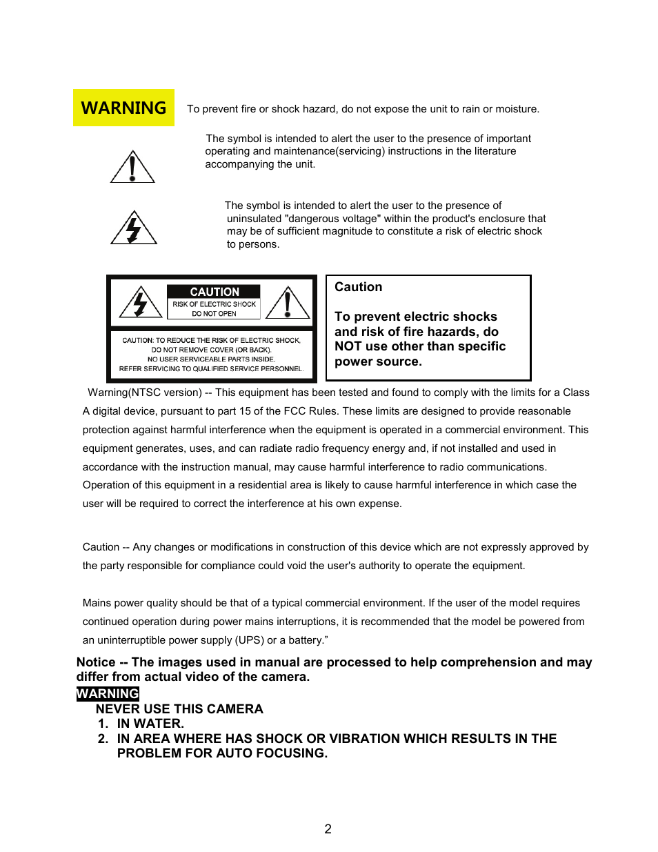 Warning | Eneo HDC-2080Z03 User Manual | Page 3 / 20