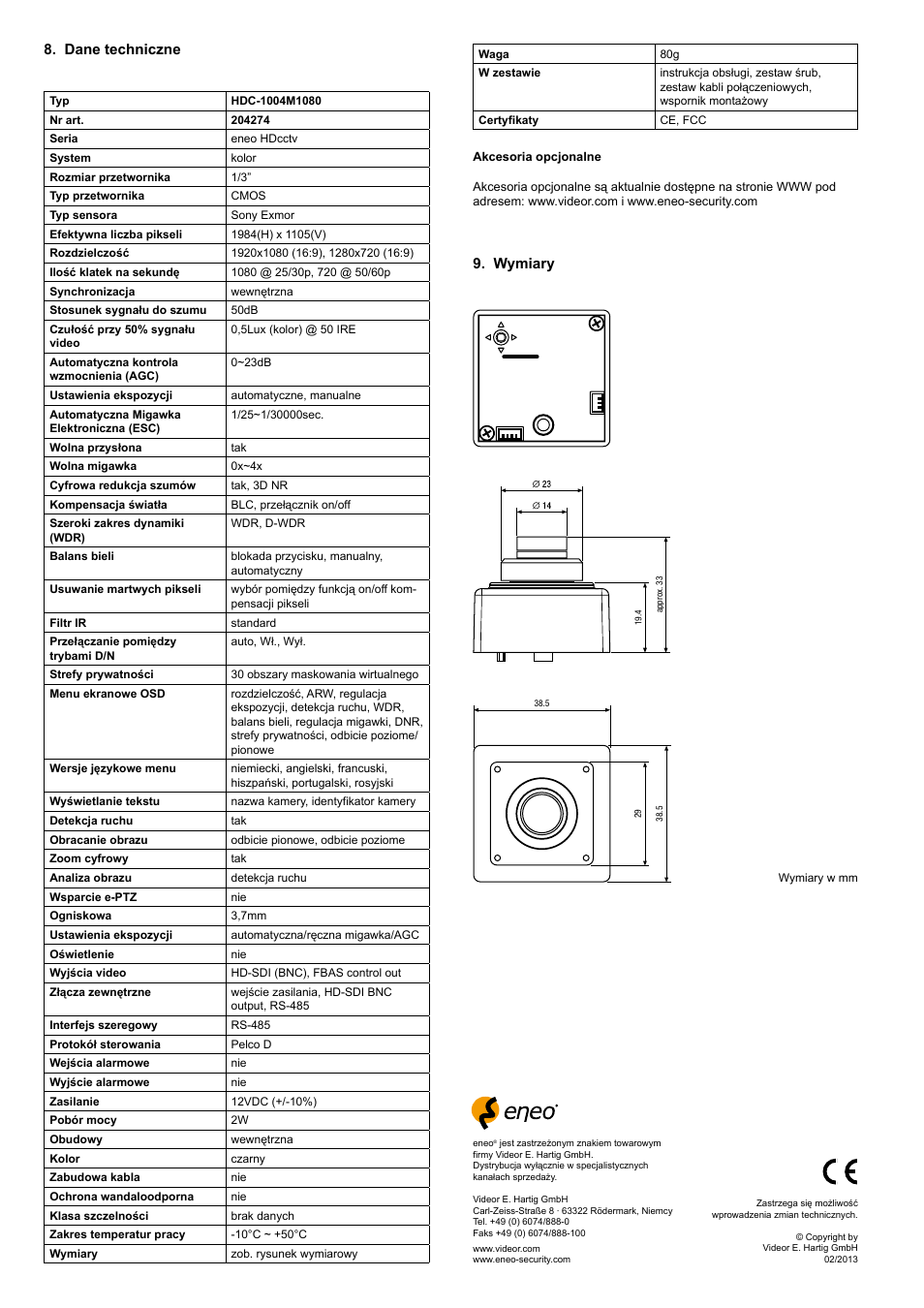 Eneo HDC-1004M1080 User Manual | Page 16 / 20