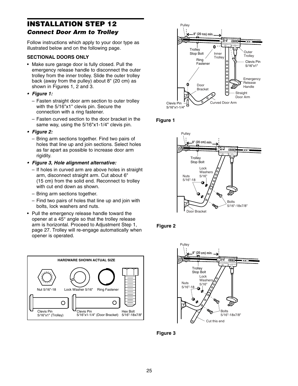 Installation step 12, Connect door arm to trolley | Chamberlain WD952LD User Manual | Page 25 / 44