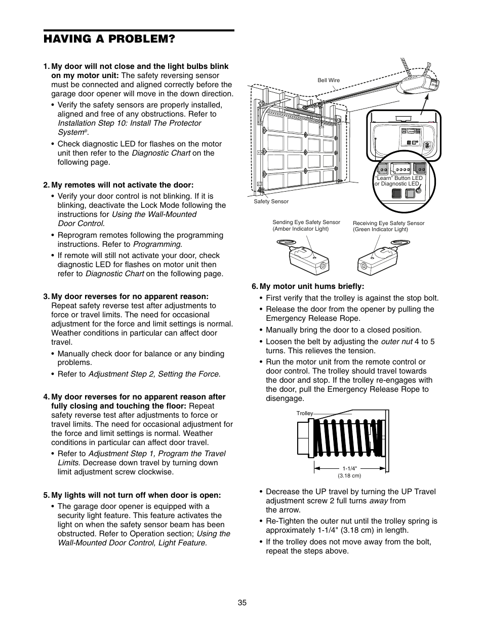 Having a problem | Chamberlain WD952LD User Manual | Page 35 / 44