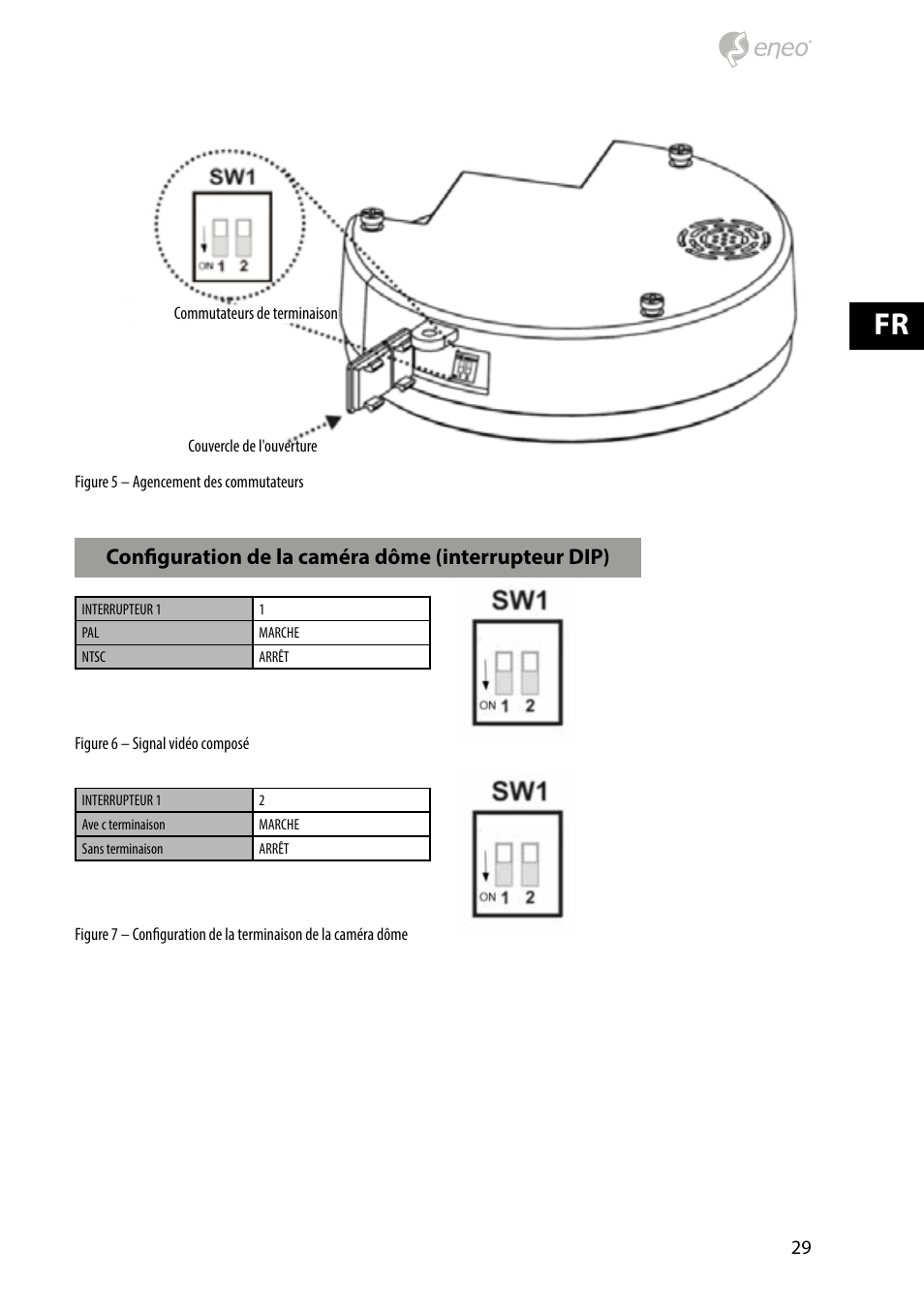 Configuration de la caméra dôme (interrupteur dip) | Eneo HDD-2030PTZ1080 User Manual | Page 29 / 36