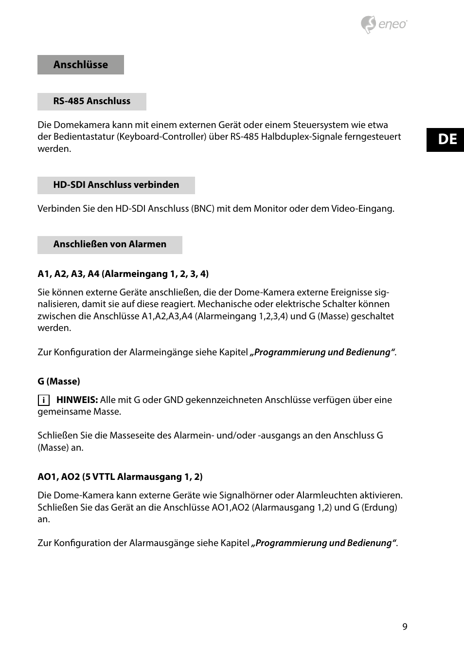 Eneo HDD-2030PTZ1080 User Manual | Page 9 / 36