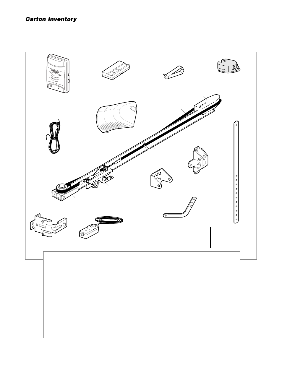 Carton inventory | Chamberlain 2580 User Manual | Page 5 / 36