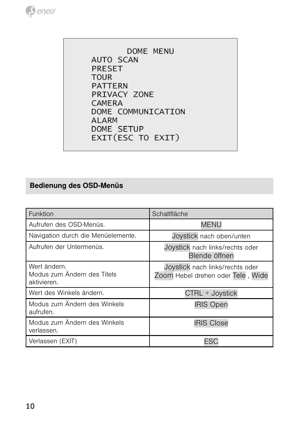 Eneo HDD-1012PTZ1080 User Manual | Page 10 / 56