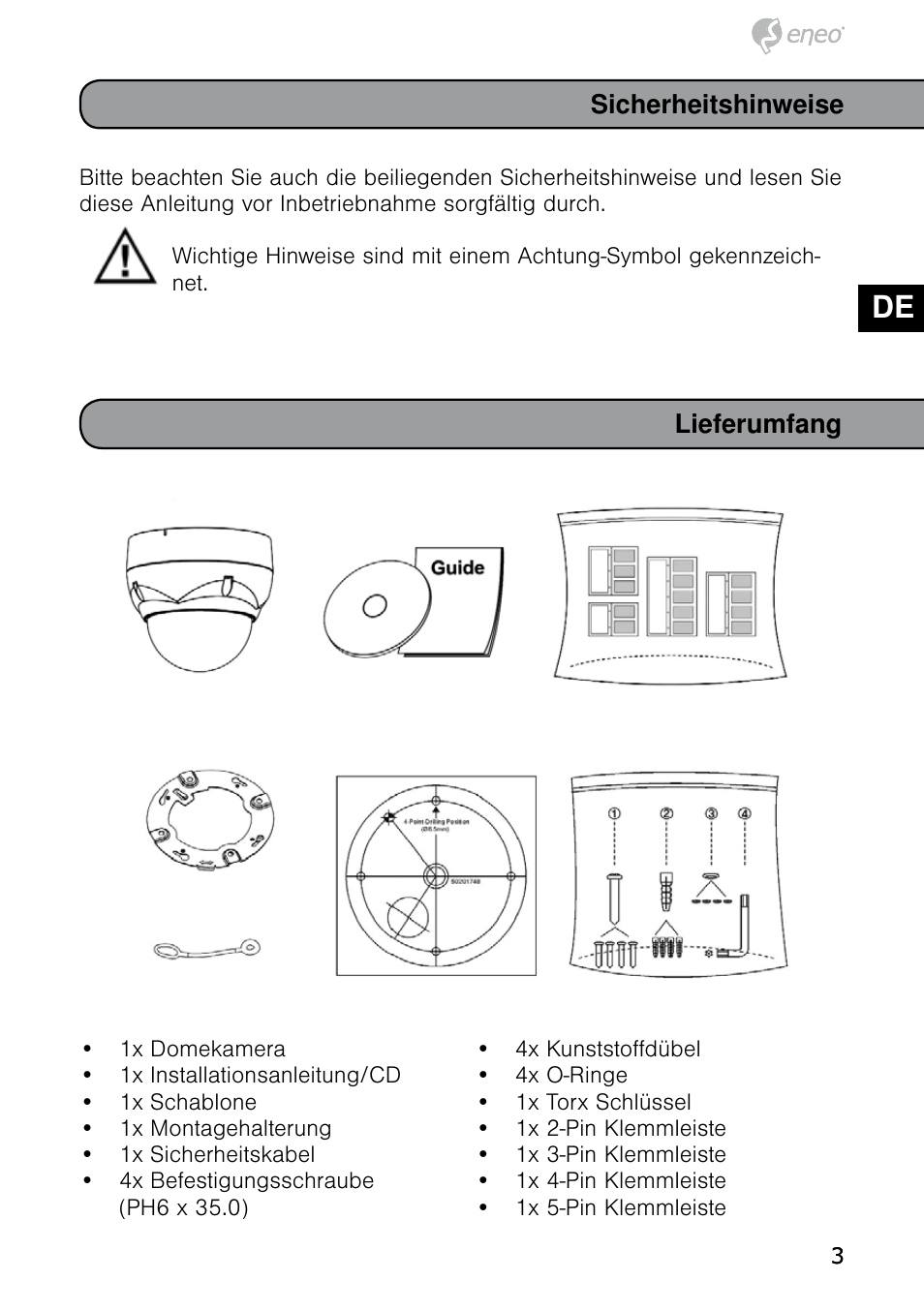 De en fr pl ru | Eneo HDD-1012PTZ1080 User Manual | Page 3 / 56