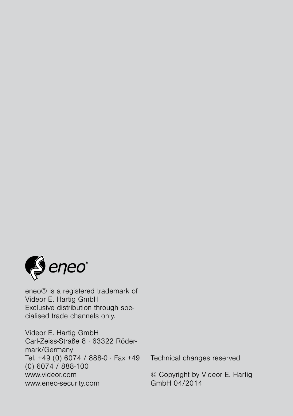 Eneo HDD-1012PTZ1080 User Manual | Page 56 / 56