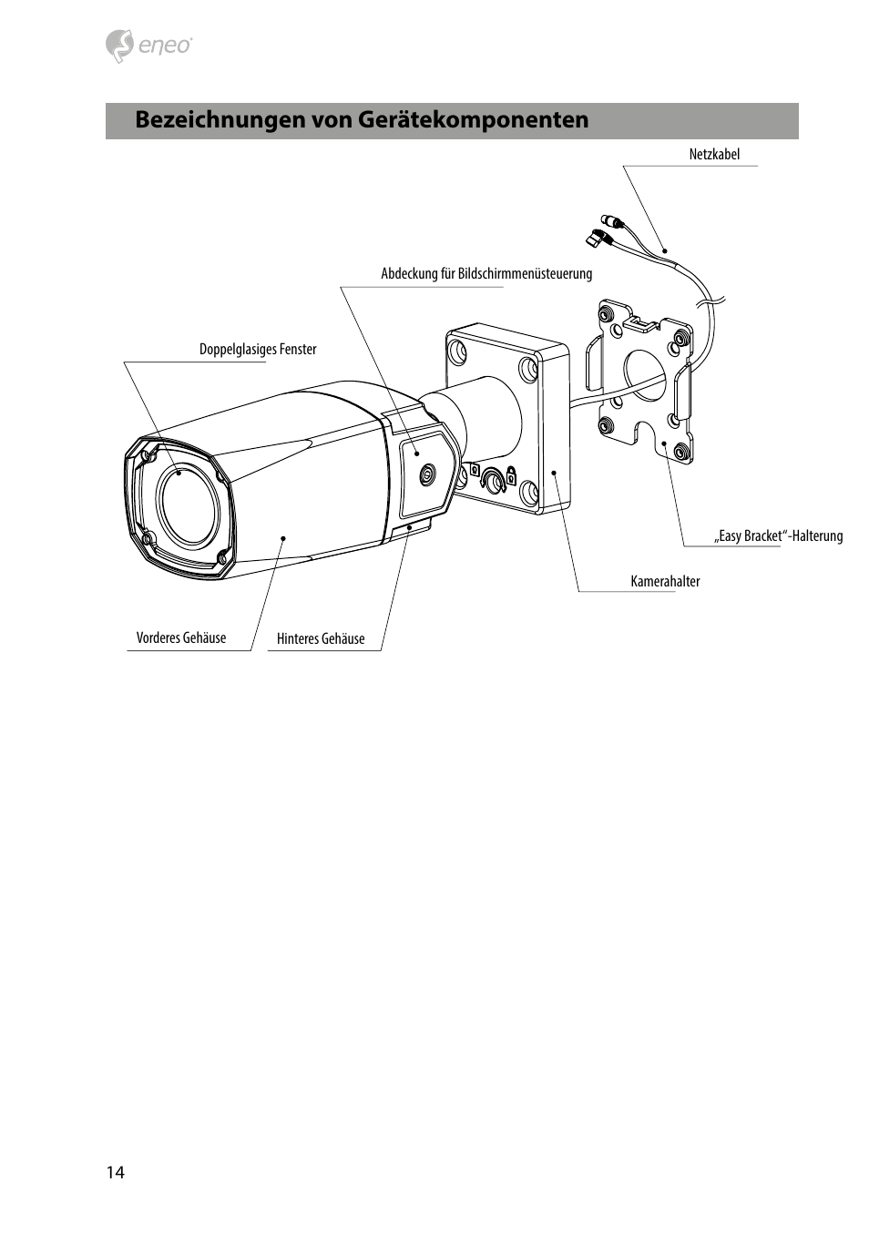 Bezeichnungen von gerätekomponenten | Eneo HDB-1080Z03IR D User Manual | Page 14 / 36