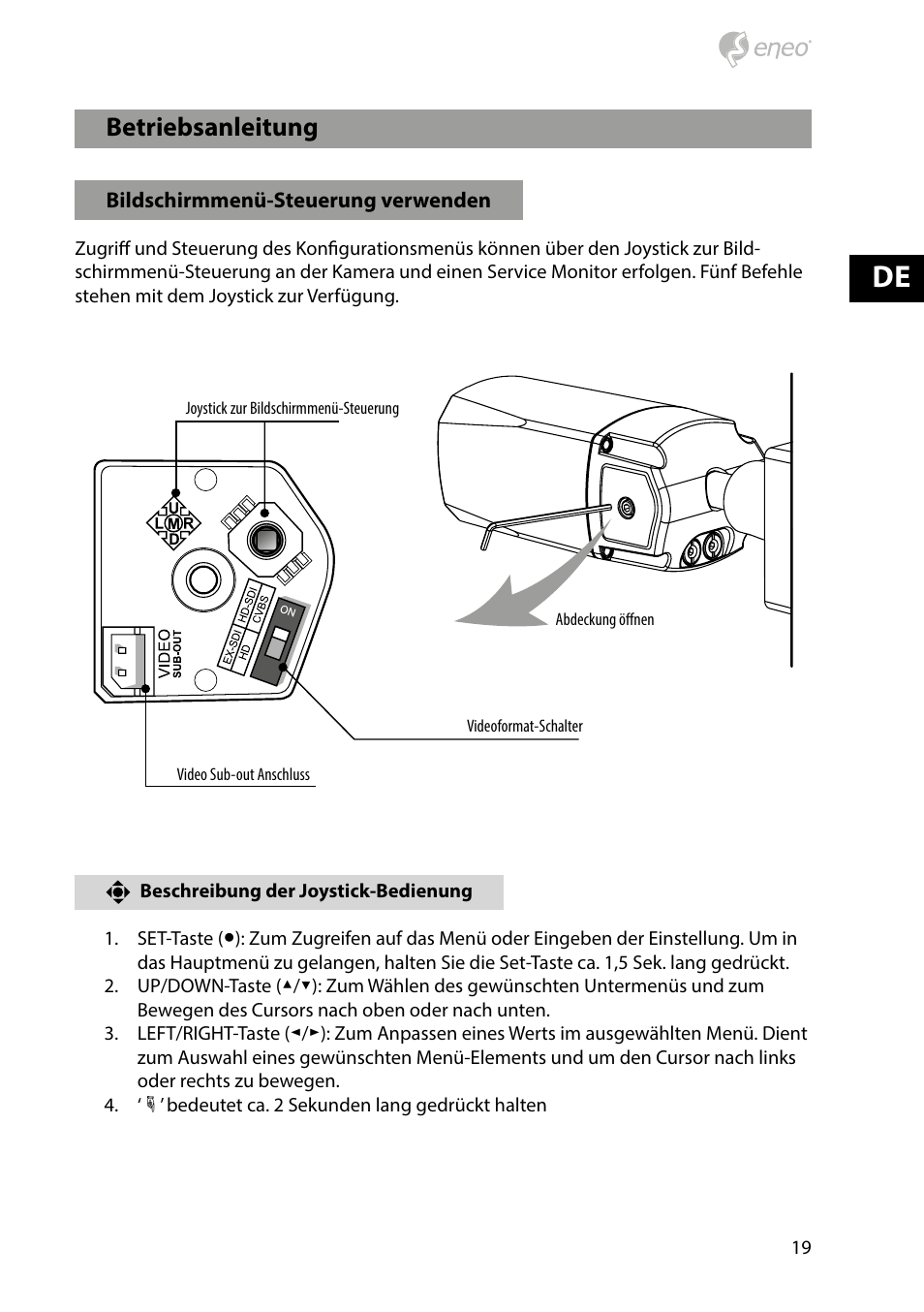 Betriebsanleitung | Eneo HDB-1080Z03IR D User Manual | Page 19 / 36