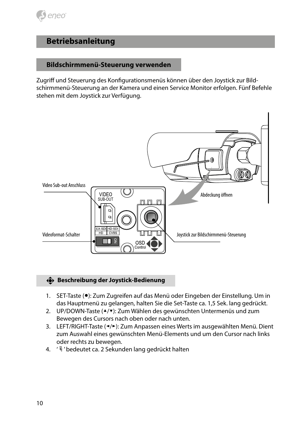 Betriebsanleitung | Eneo HDB-2080M2810IR D User Manual | Page 10 / 36