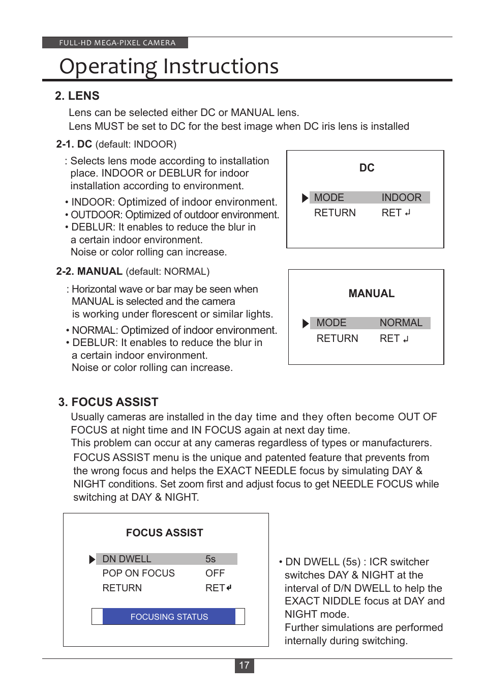Operating instructions | Eneo HDB-2080M2810IR D User Manual | Page 17 / 32
