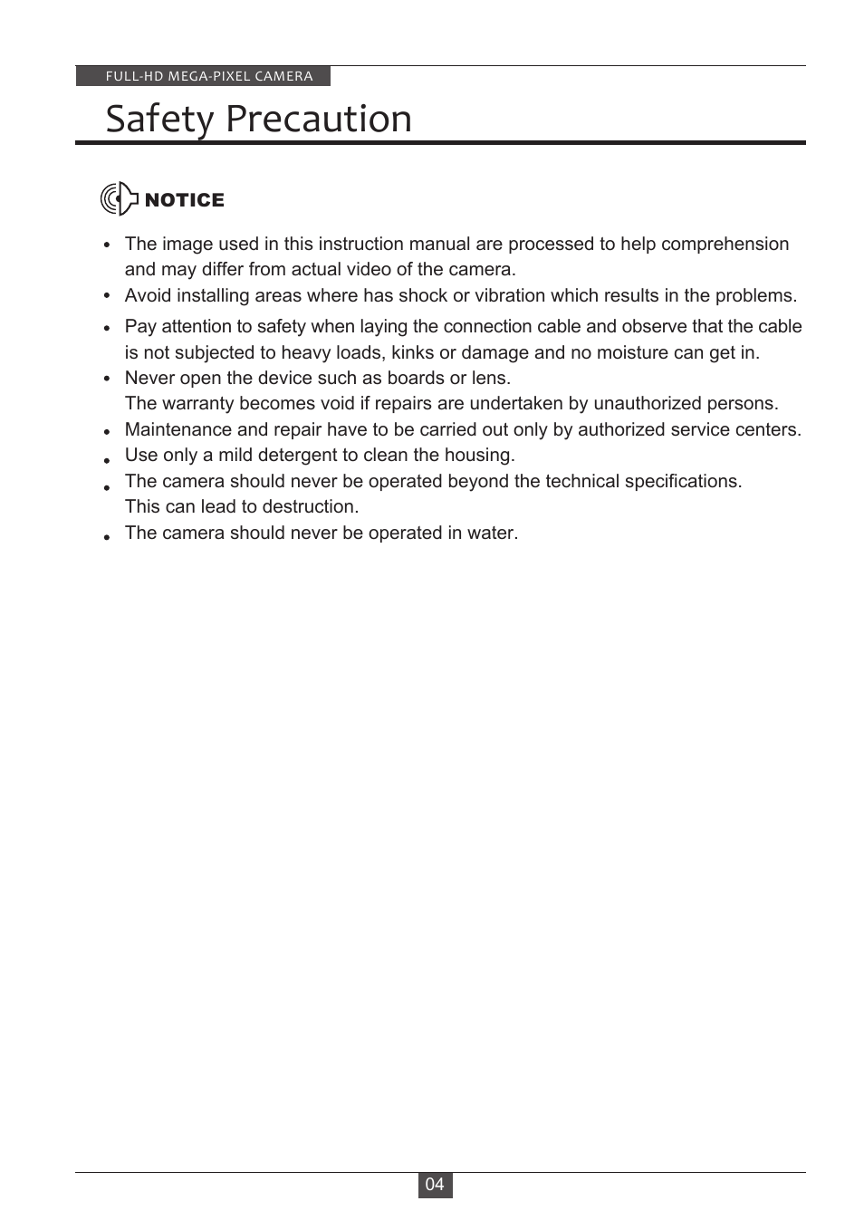 Safety precaution | Eneo HDB-2080M2810IR D User Manual | Page 4 / 32