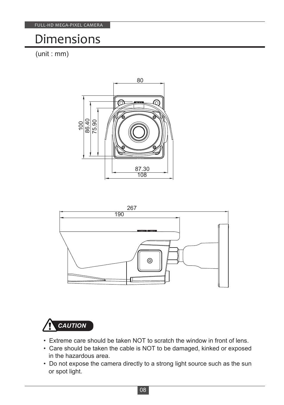 Dimensions | Eneo HDB-2080M2810IR D User Manual | Page 8 / 32