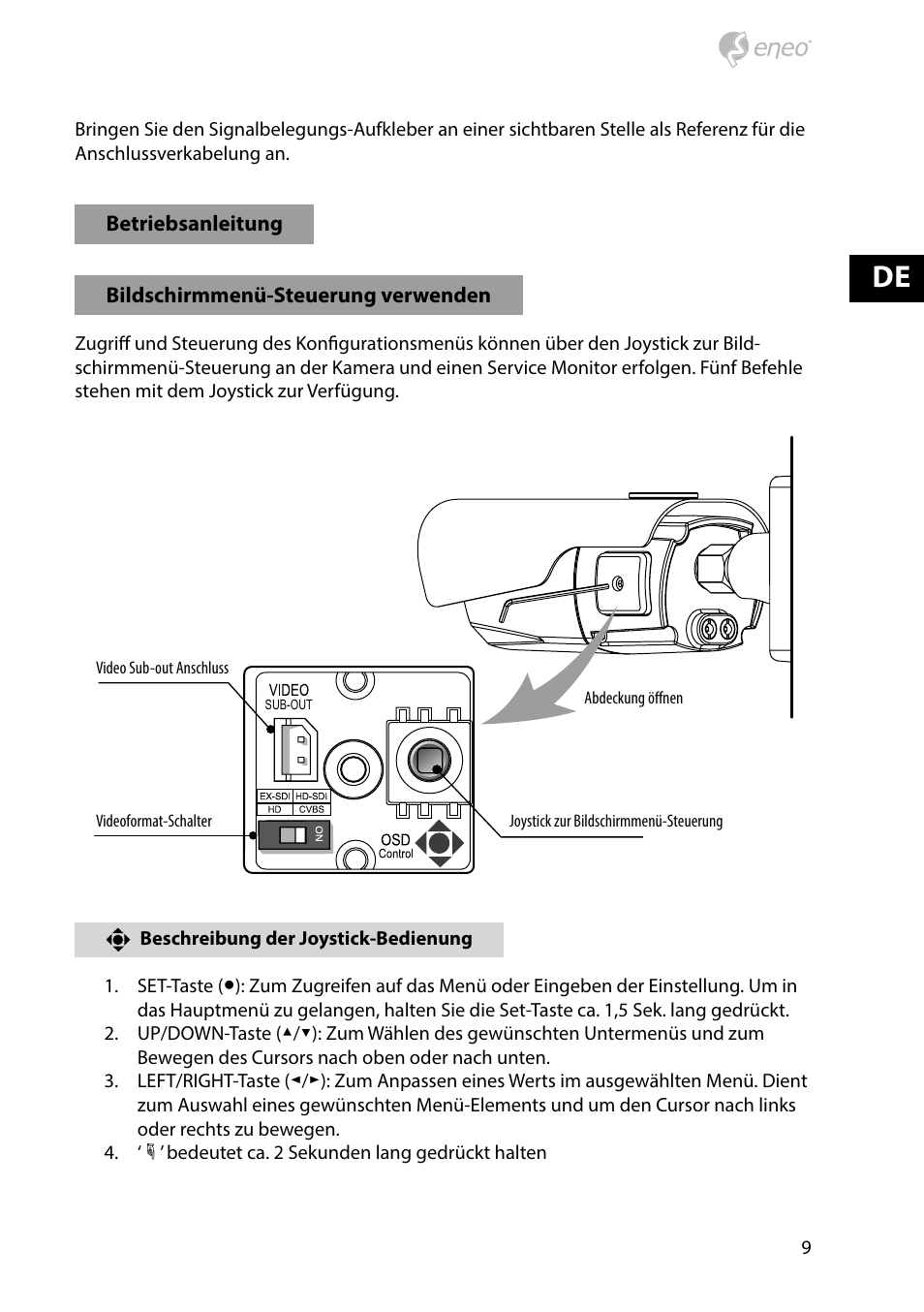 Eneo HDB-2080Z03IR D User Manual | Page 9 / 36