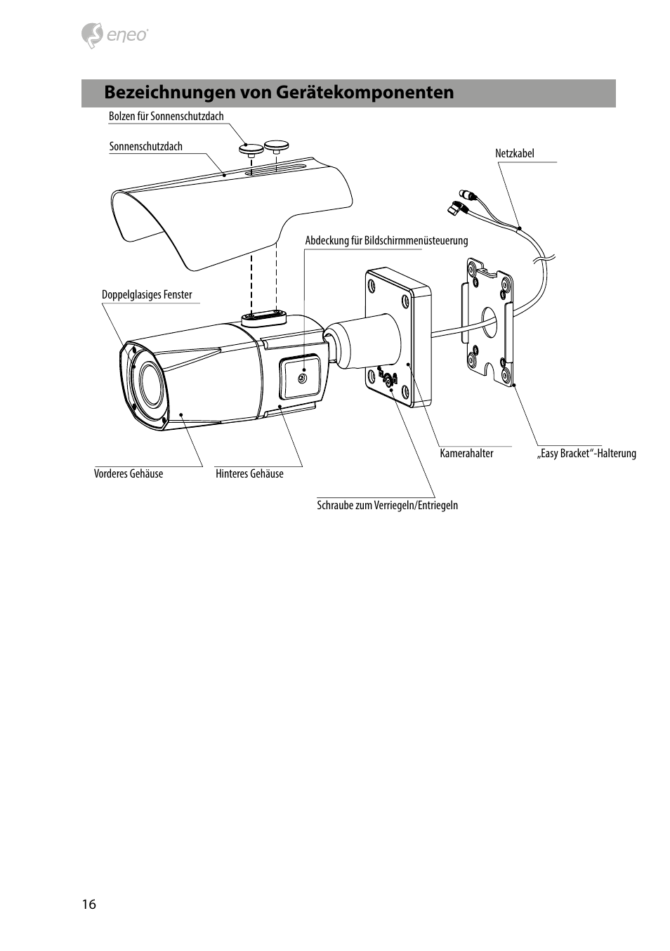 Bezeichnungen von gerätekomponenten | Eneo HDB-2280Z10IR D User Manual | Page 16 / 40