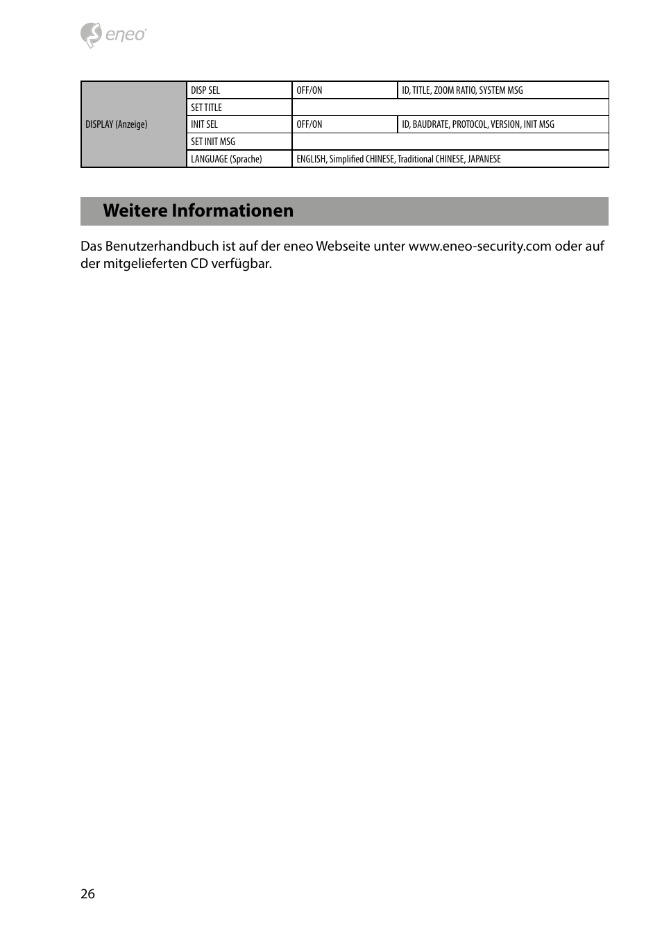Weitere informationen | Eneo HDB-2280Z10IR D User Manual | Page 26 / 40