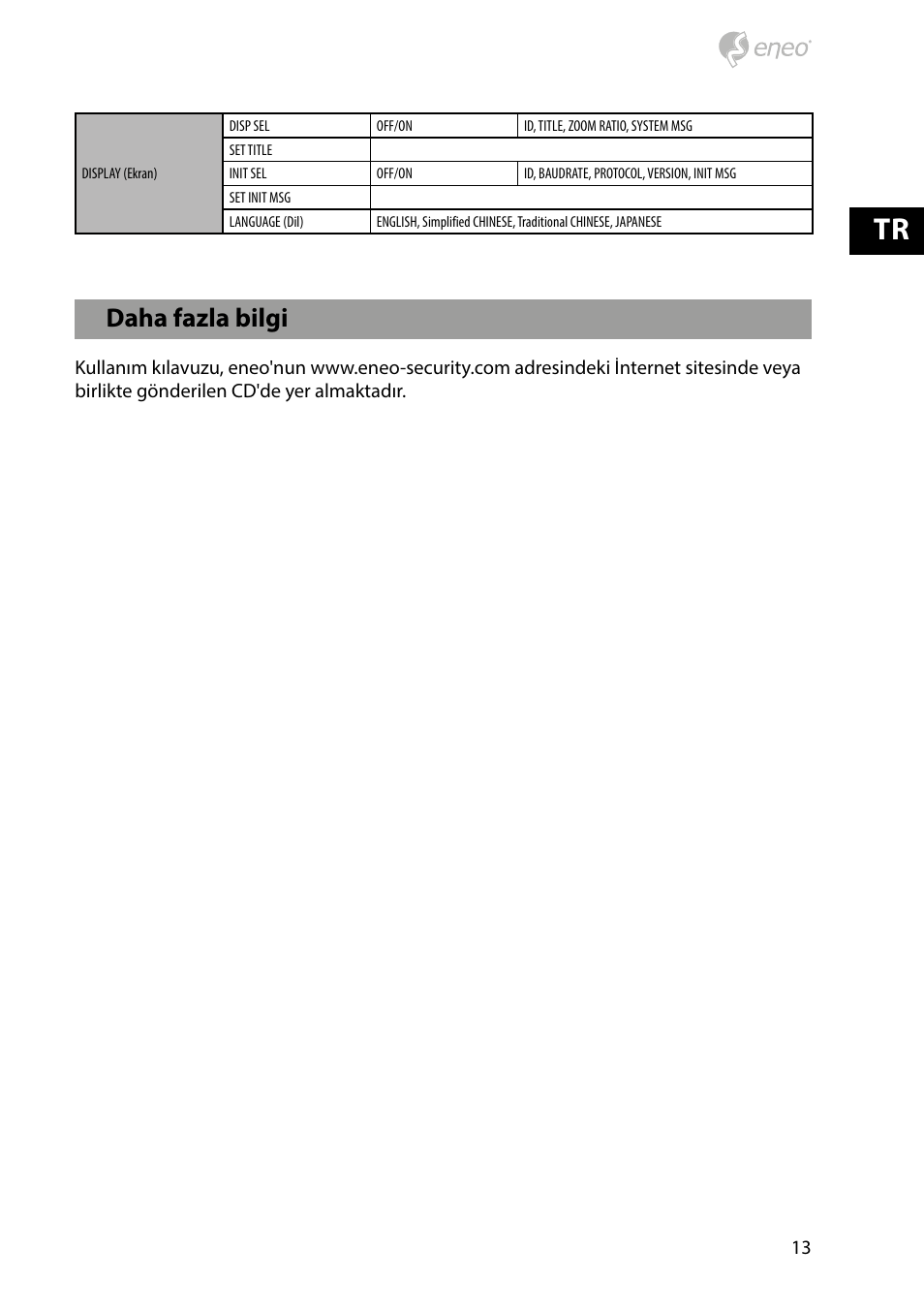 Daha fazla bilgi | Eneo HDB-2280Z10IR D User Manual | Page 13 / 40