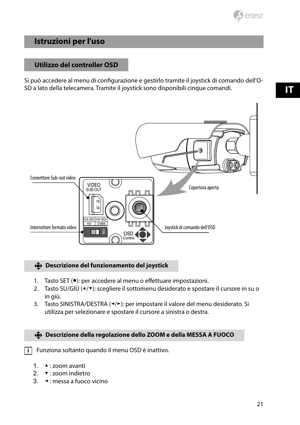 Istruzioni per l'uso | Eneo HDB-2280Z10IR D User Manual | Page 21 / 40