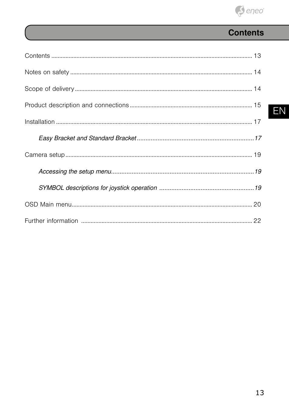 Eneo HDB-1080Z03IR B User Manual | Page 13 / 56