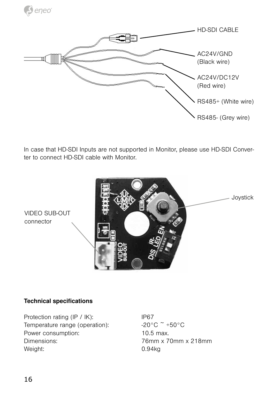 Eneo HDB-1080Z03IR B User Manual | Page 16 / 56