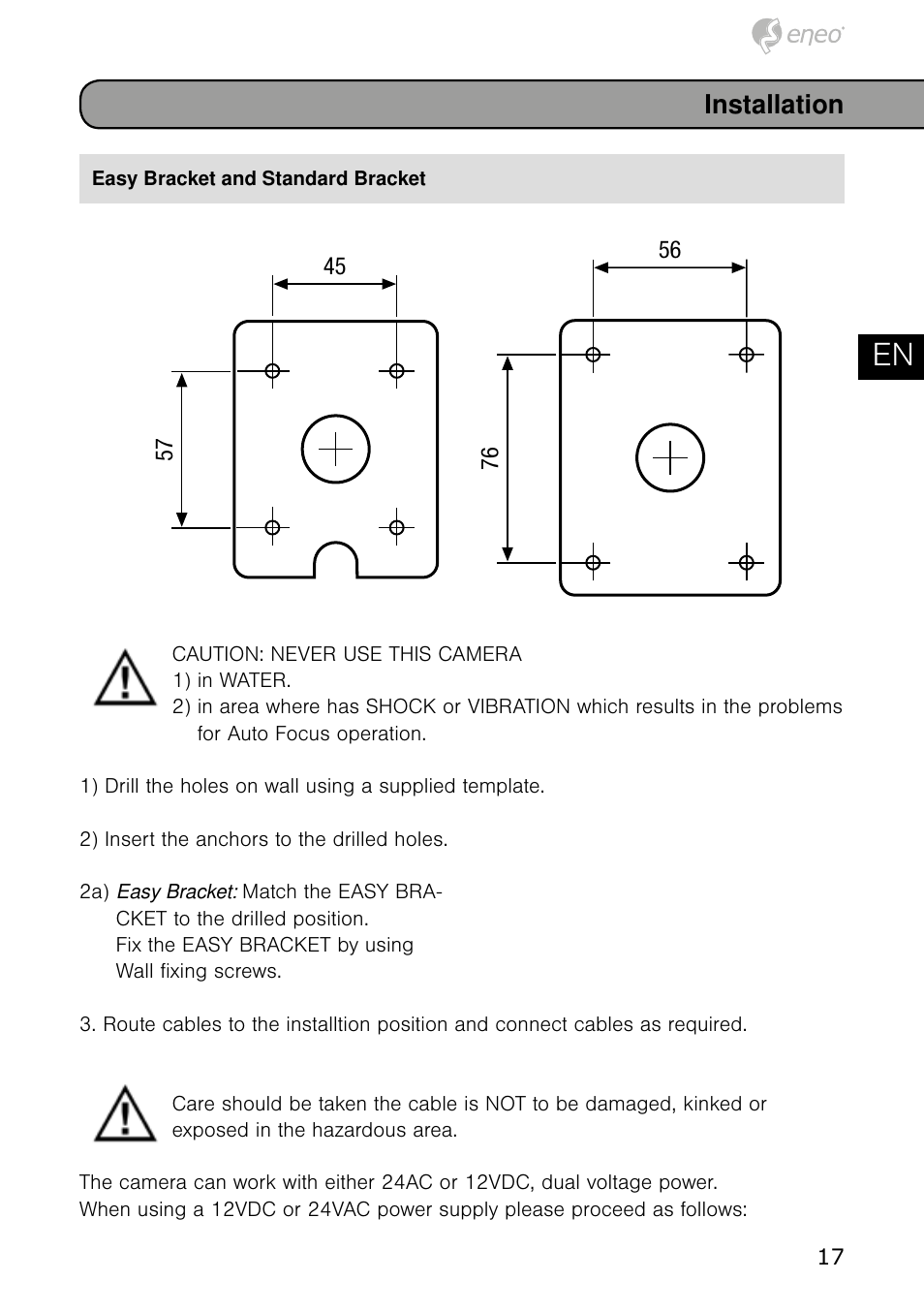 De en fr pl ru, Installation | Eneo HDB-1080Z03IR B User Manual | Page 17 / 56