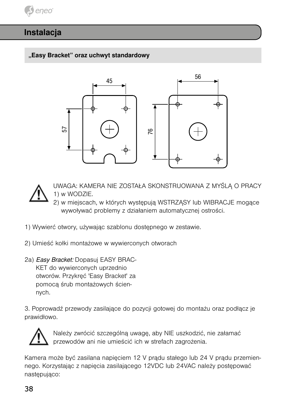 Instalacja | Eneo HDB-1080Z03IR B User Manual | Page 38 / 56