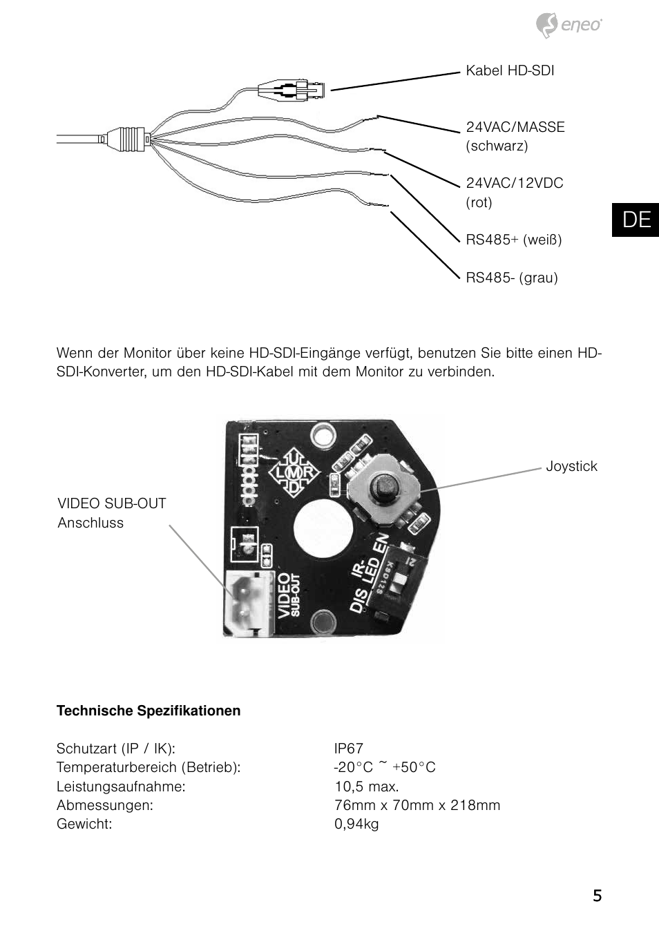 De en fr pl ru | Eneo HDB-1080Z03IR B User Manual | Page 5 / 56