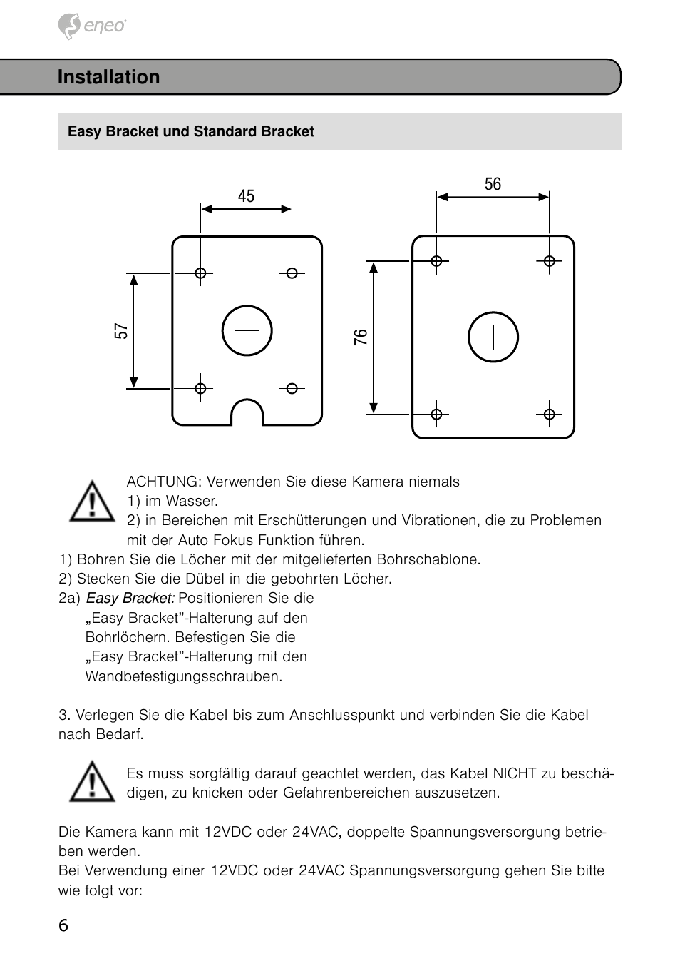 Installation | Eneo HDB-1080Z03IR B User Manual | Page 6 / 56