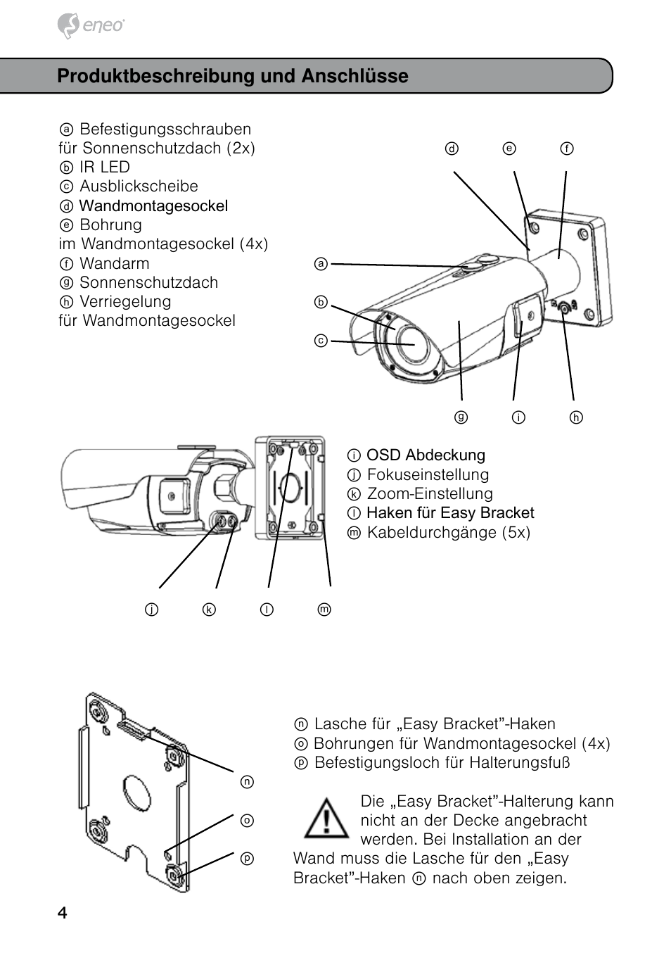 Produktbeschreibung und anschlüsse | Eneo HDB-2080MIR User Manual | Page 4 / 60