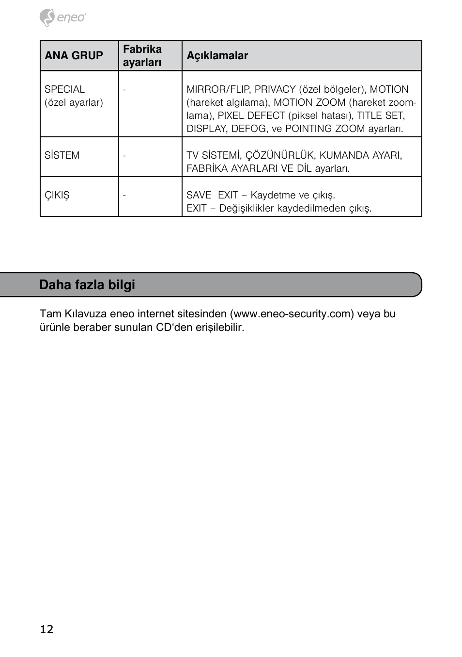 Daha fazla bilgi | Eneo HDB-2080MIR User Manual | Page 12 / 36