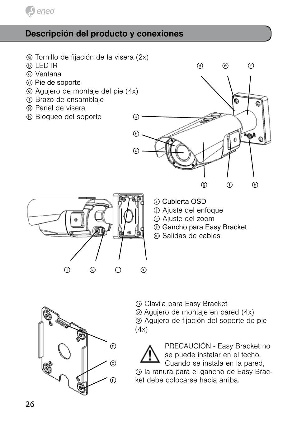 Descripción del producto y conexiones | Eneo HDB-2080MIR User Manual | Page 26 / 36