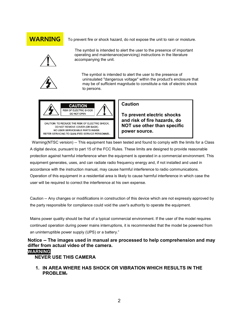 Warning | Eneo HDB-2080MIR User Manual | Page 3 / 25
