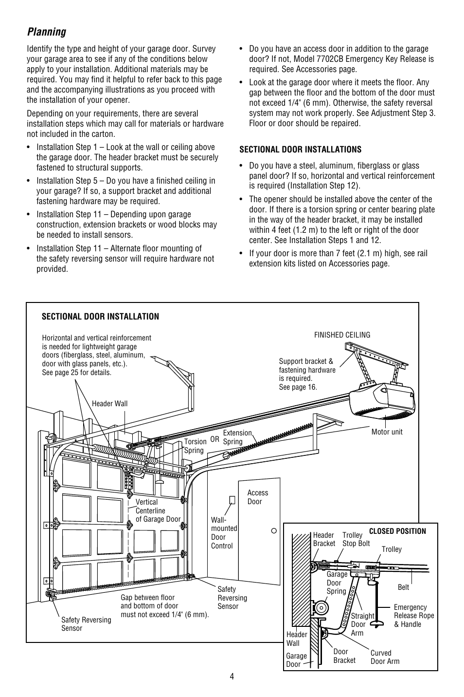 Planning | Chamberlain WHISPER DRIVE 248754 User Manual | Page 4 / 44