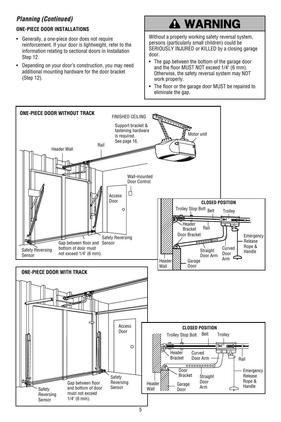 Planning (continued) | Chamberlain WHISPER DRIVE 248754 User Manual | Page 5 / 44