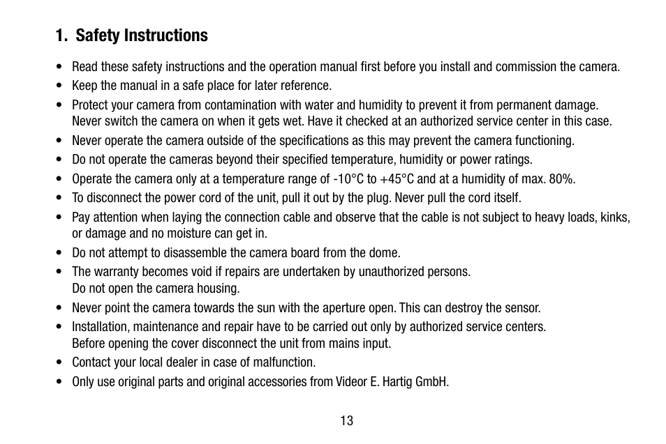 Safety instructions | Eneo VKCD-1332SM/3.8 User Manual | Page 13 / 32