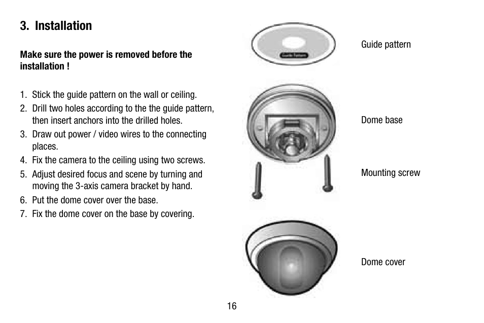 Installation | Eneo VKCD-1332SM/3.8 User Manual | Page 16 / 32