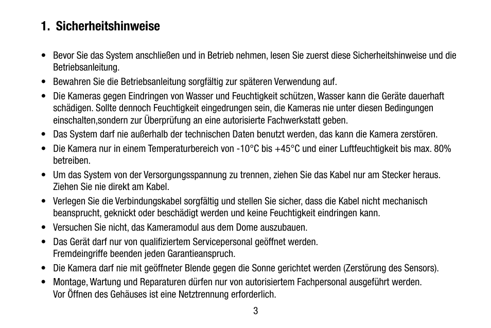 Sicherheitshinweise | Eneo VKCD-1332SM/3.8 User Manual | Page 3 / 32