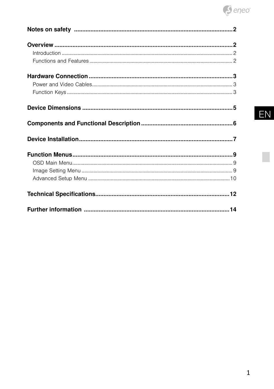 De en | Eneo VKC-900IR36 User Manual | Page 2 / 16