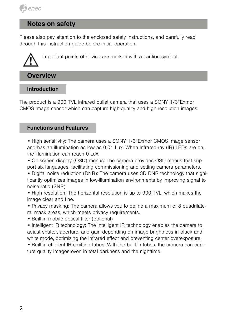 Overview | Eneo VKC-900IR36 User Manual | Page 3 / 16