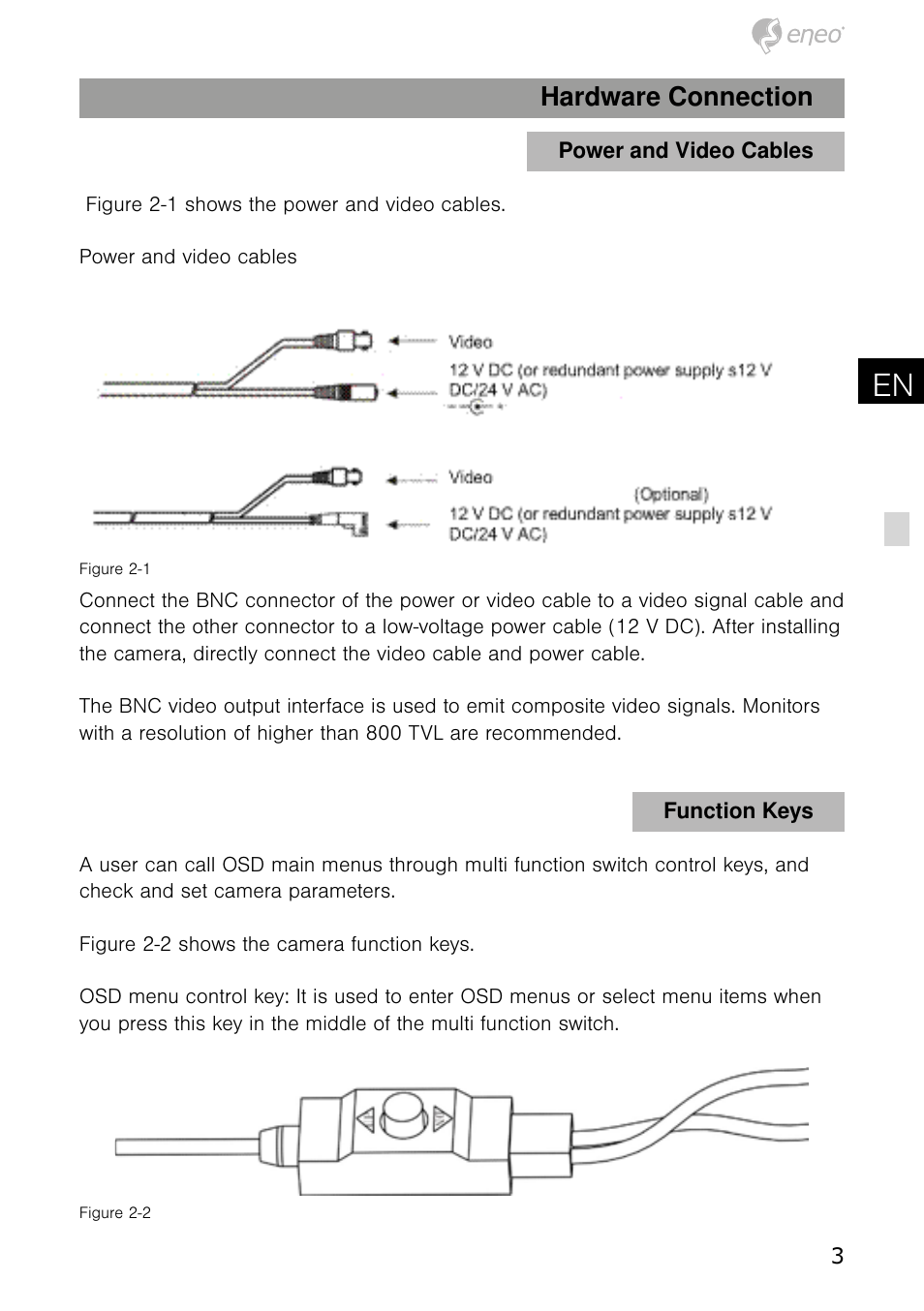De en, Hardware connection | Eneo VKC-900IR36 User Manual | Page 4 / 16