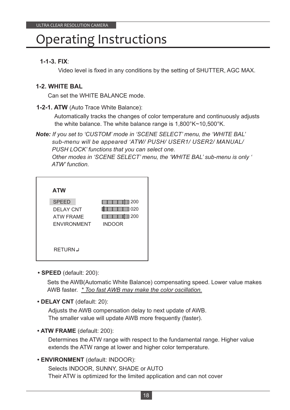 Operating instructions | Eneo VKC-13140F2810IR User Manual | Page 18 / 36