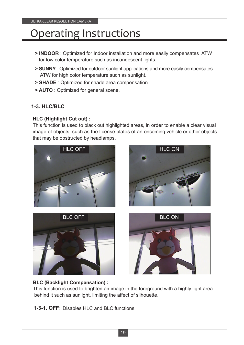 Operating instructions | Eneo VKC-13140F2810IR User Manual | Page 19 / 36