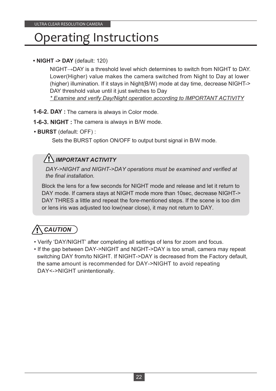 Operating instructions | Eneo VKC-13140F2810IR User Manual | Page 22 / 36