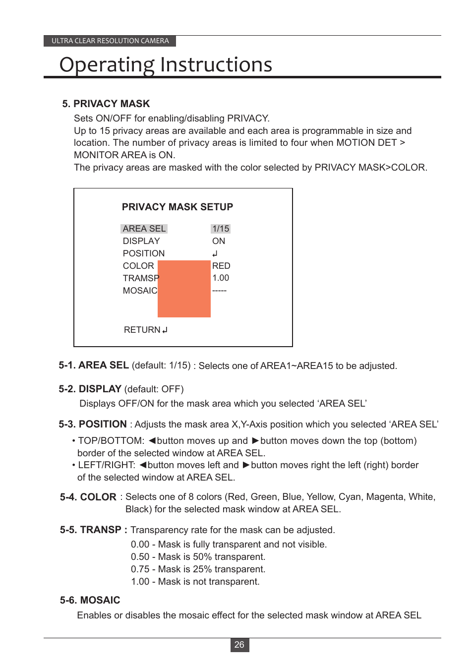 Operating instructions | Eneo VKC-13140F2810IR User Manual | Page 26 / 36